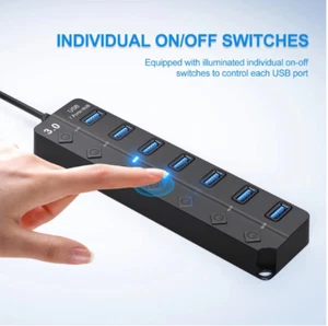 High Speed 7 Ports USB 3.0 HUB Power Splitter Verlängerungskabel für PC Laptop 20cm - Bild 1 von 1
