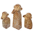 3 Ceramic Monkey Figurines - See Hear Speak No Evil - Home Decor