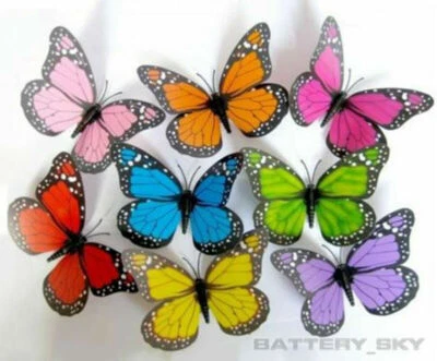 Juego de Mariposas Artificiales Coloridas 3D PVC Artesanía Boda Fiesta Floral Decoración Regalo Foto 1 de 4