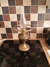 vintage brass duplex oil lamp twin burner and glass chimney working order