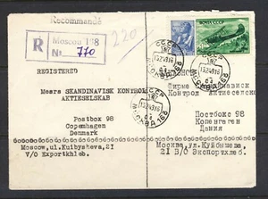 Russia 1948 Registered Cover to Denmark - Picture 1 of 2