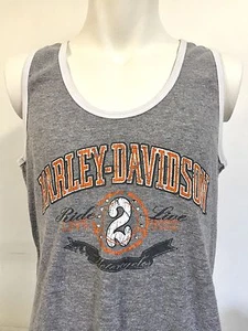 Harley Davidson Small Tank Top Gray Shirt Live to Ride 2 Live New Castle DE Mike - Picture 1 of 7