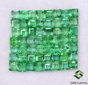 2 mm Natural Emerald Square Cut Lot 50 Pcs Faceted Calibrated Loose Gemstones - Picture 1 of 6