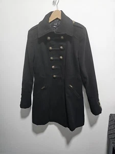 XXI BLACK DOUBLE BREASTED COAT GOLD BUTTONS SIZE Large - Picture 1 of 6
