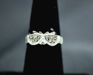 .925 Sterling Silver Sunglasses Ring Marcasite - Picture 1 of 3