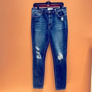 Jeans donna blu effetto invecchiato Vervet taglia 31 32” vita 30” cuciture interne - Foto 1 di 5