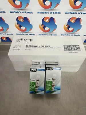 TCP 18 Watt E14 Clear Halogen Saver Drop Shape Light Bulb x 10 (M) 2 - Image 1 of 3