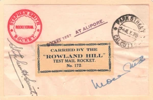 INDIA Air 1938 Card ROCKET MAIL ROWLAND HILL Allahabad STEPHEN SMITH Signed MAL4 - Picture 1 of 12