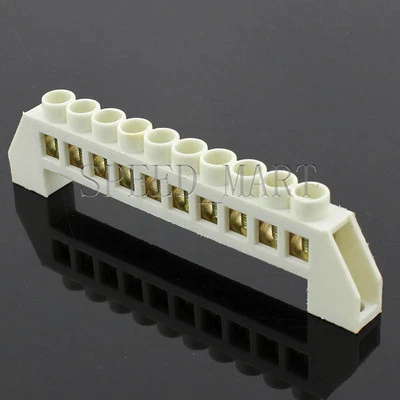 10 Positions 10 Holes Ground Wire Row Copper Terminal Block Bridge Type electric - Image 1 of 4
