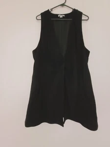 DKNY Black Suede Leather Sleeveless Longline Vest Size US 8 Aus 12 - Picture 1 of 12