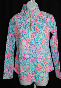 EUC LILLY PULITZER Womens XS Pink Blue Pullover UPF 50+ Skipper Popover 004839
