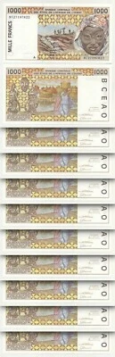 West African States, IVORY COAST, 1000 Francs 1997, UNC, 10 Pcs LOT, P-111Ag - Image 1 of 4