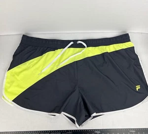 Fila Shorts Women’s Plus 3X Gray Neon Yellow Drawstring Regular Sport Running - Picture 1 of 20