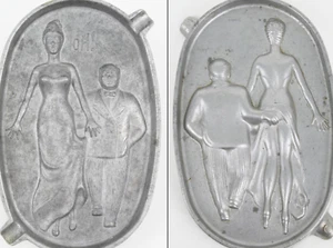 Vintage Funny Risque Risqué Speakeasy Ashtray Double Sided Man Cave Bar Metal - Picture 1 of 5