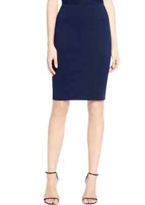NWT ST JOHN Collection Santana Knit Basic Straight Skirt 6 Navy Knee Length Blue - Picture 1 of 11