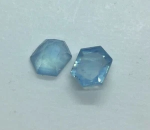 Long Hexagon AAA Aquamarine Natural Rose Cut Loose Gemstone Making Jewelry - Picture 1 of 7