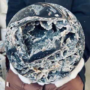 22.77LB TOP Natural sphalerite geode quartz ball hand carved crystal sphere - Picture 1 of 15