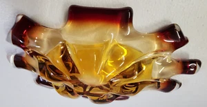 Vintage Murano Glass Seguso Summerso Large Red Yellow bowl with Dark Red Tips - Picture 1 of 13
