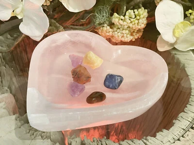 Selenit Ladeschale HerzformXXL Ø 19 cm Schmuckschale Naturstein Geschenk - Bild 1 von 2