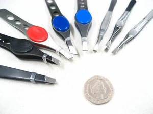 Pinzas de cejas duraderas depilación punta plana inclinada pinzas agarre - Imagen 1 de 20