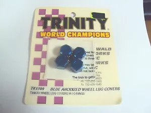 BRAND NEW TRINITY BLUE ANODIZED WHEEL LUG COVERS FOR T-MAXX W/O RINGS TK5109 - Picture 1 of 1