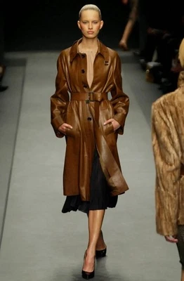 VERY RARE Fall 2002 prada runway leather coat S/IT40 - Image 1 of 4