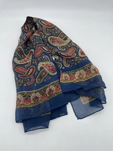 Vintage 100% Seide Schal Paisley Marine Rot Gold - Bild 1 von 7