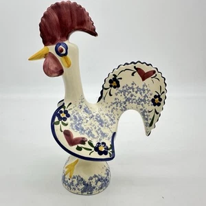 VINTAGE Hand Painted Folk Art Ceramic Signed Rooster PORTUGAL, 8” Tall EPOC - Picture 1 of 11
