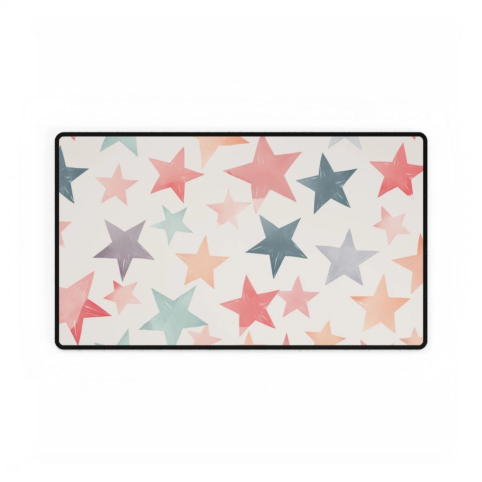 Pastel Star Desk Mat – Colorful Geometric Star Pattern Mouse Pad - Image 1 of 1