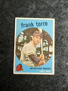 Carta Baseball Vintage 1959 Topps #65 Frank Torre Milwaukee Braves VG-EX - Foto 1 di 12