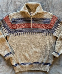 Cabelas 100% Wolle Pullover 1/4 Zip Fair Isle Nordic Ski ~ Herren XL / Beige - Bild 1 von 10