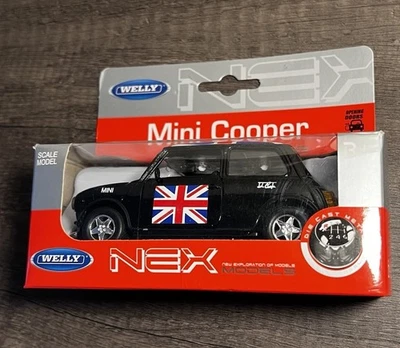 Welly NEX Mini Cooper Series Die-Cast Model Flag Print Black! - Image 1 of 4