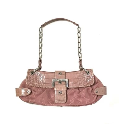 Bolso de Hombro Baguette Blumarine Y2K Vintage Cuero de Cocodrilo Rosa Estrás Raro Foto 1 de 4