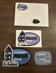 2017 62nd Annual Porsche Parade Spokane. Lapel Pin, Decal, Patch, Notepad. - Picture 1 of 9