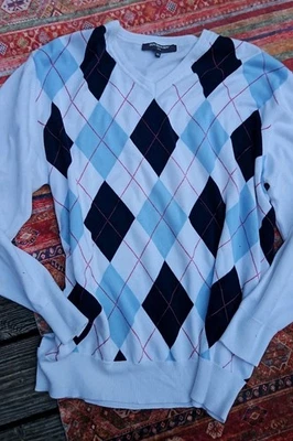 JAN PAULSEN HERREN V PULLOVER GRÖßE XXL/56 WEIß,BLAU, SCHWARZ NEUWERTIG  Nie Get - Bild 1 von 4