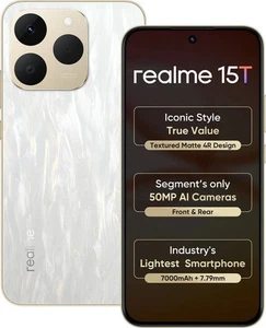 realme 15T 5G (Silver 12GB RAM,256GB)MediaTek Dimensity 6400 MAX Global Version. - Picture 1 of 12