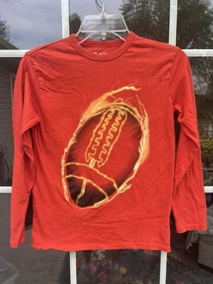 The Children'sPlace Long Sleeve GraphicTee FlamingFootball Print Orange SzL10/12 - Image 1 of 4