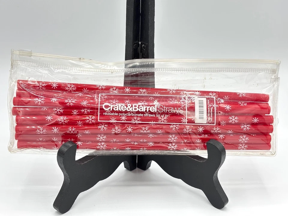 Conjunto de 10 canudos de plástico floco de neve caixa e cano Natal inverno 9"" - Imagem 1 de 4