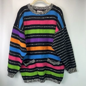 Suéter Vintage Esprit Sport Rayas Arco Iris Talla Mediana Años 80 90 Tejido - Imagen 1 de 5