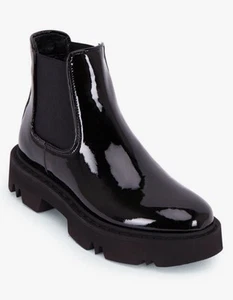 NEW $495 Aquatalia Haylie Patent Leather Slip On Chelsea Boots Black Size 9 - Picture 1 of 17
