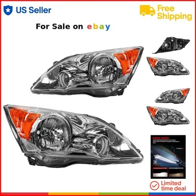 Car Headlight Assembly Chrome Amber Reflector Waterproof Dustproof for CR-V - Image 1 of 4