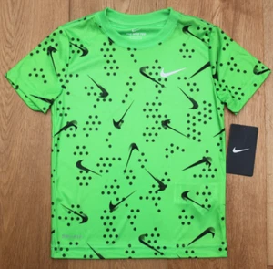 Nike Boy Short Sleeve DRI-FIT T-Shirt ~ Neon Green & Black ~ Size 5 - Picture 1 of 2