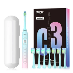 C3 Gradient Color Electric Toothbrush with 8 Brush Heads and Toothbrush Case - Picture 1 of 27