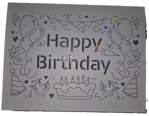 Happy Birthday Card Cake Cut out Cut away Customisable - Picture 1 of 15