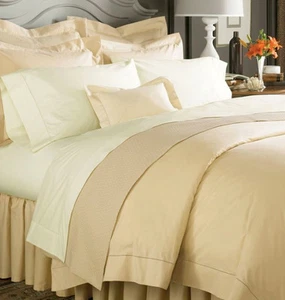 Sferra Celeste Twin Flat Sheet Almond 406 TC Egyptian Cotton Percale Italy New - Picture 1 of 4