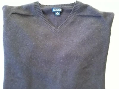 Suéter Pullover Lands End XL Alto 46-48 Lana de Cordero Cuello en V Ciruela Profunda 56" Escocia Foto 1 de 4