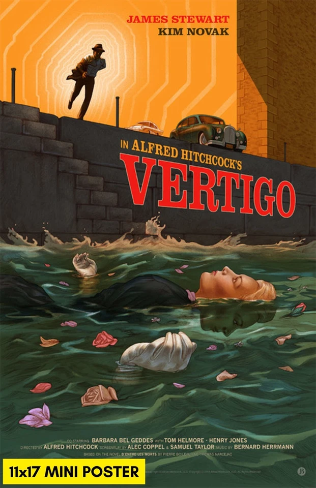 Vertigo (1958) Movie Poster 11x17 Thriller
