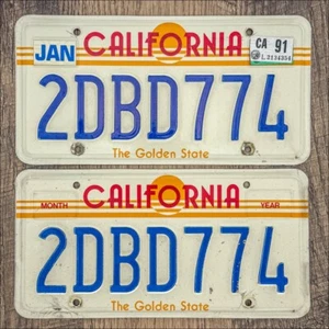 Original CALIFORNIA 1991 Golden State License Plates - 2DBD774 - Good Condition - Picture 1 of 1