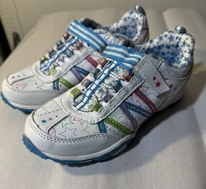 MÄDCHENSCHUHE Danskin Now SPORTLICH weiß mit lila grün aquamarin rosa Streifen Gr. 13 - Bild 1 von 4