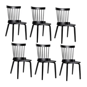 Wood Dining Chairs Set of 6, Windsor Farmhouse Spindle Back, Widen Seat, - Picture 1 of 8